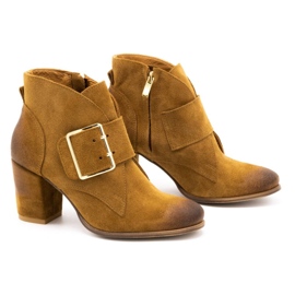 Exquisite Bottines femme en daim à talon haut boucle 1262EX camel brun 2