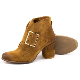 Exquisite Bottines femme en daim à talon haut boucle 1262EX camel brun 3