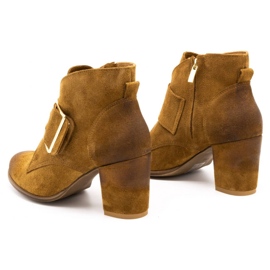 Exquisite Bottines femme en daim à talon haut boucle 1262EX camel brun 4
