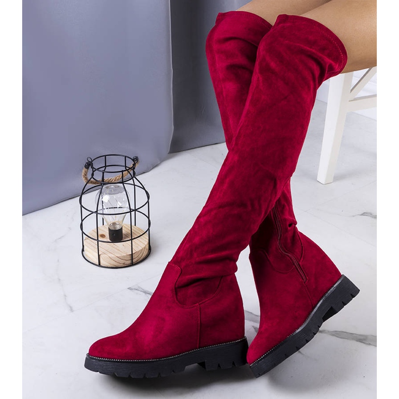 BM Bottines compensées en daim bordeaux Naomi rouge 1