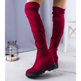 BM Bottines compensées en daim bordeaux Naomi rouge 2