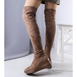 PA1 Bottines compensées en daim beige foncé Roland 2