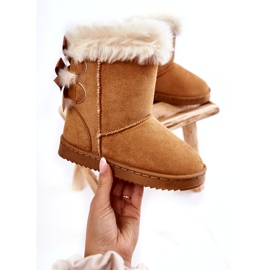 Bottes isolées pour enfants avec nœuds, bottes de neige beiges 1