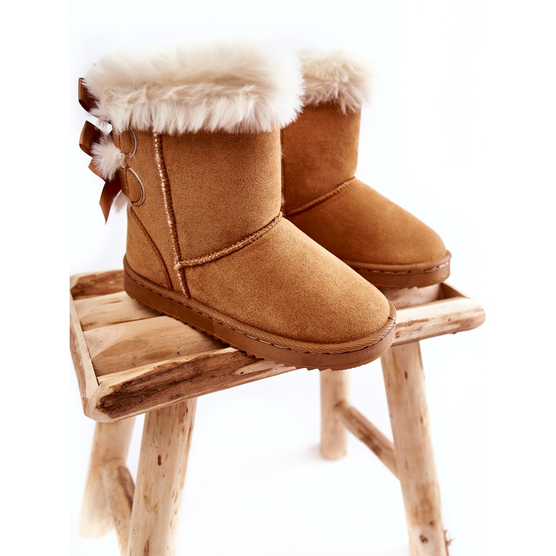 Bottes isolées pour enfants avec nœuds, bottes de neige beiges 4