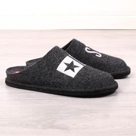 Chaussons de maison pour hommes en feutre de laine Big Star KK176003 le noir 1