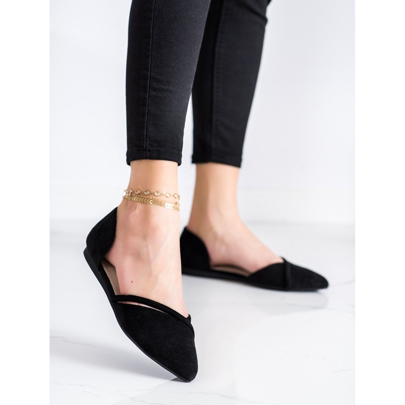 Goodin Ballerines En Daim Avec Découpe noir 2