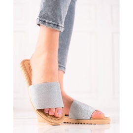 TRENDI Chaussons à paillettes argent 1 TRENDI Chaussons à paillettes argent 1