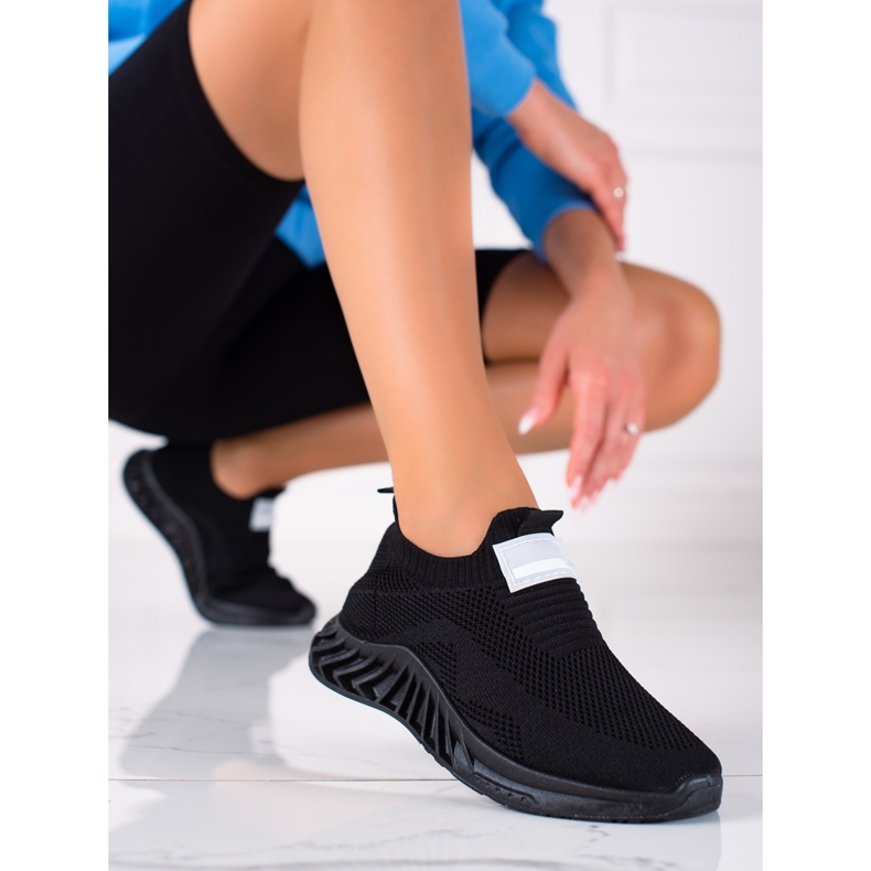 SHELOVET Chaussures de sport à enfiler le noir 1