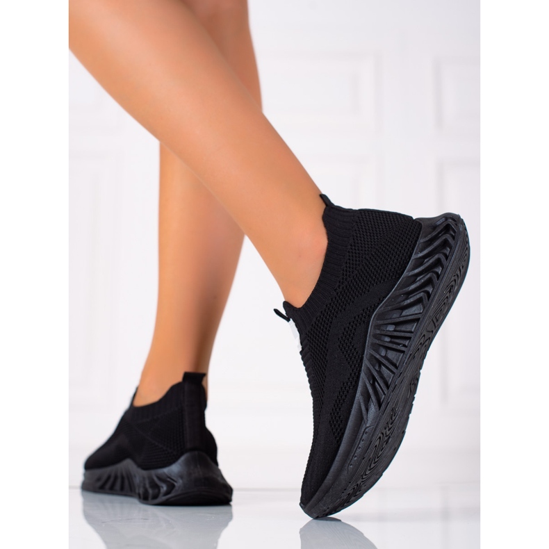 SHELOVET Chaussures de sport à enfiler le noir 2