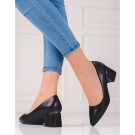 Escarpins élégants pour femmes en cuir écologique noir 1