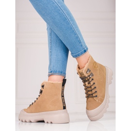 Chaussures pour femmes en cuir véritable Big Star KK274521 brun 1