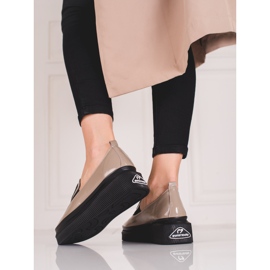 Chaussures Shelovet en cuir pour femmes beige 2