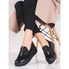 Chaussures Shelovet en cuir pour femmes noir 1