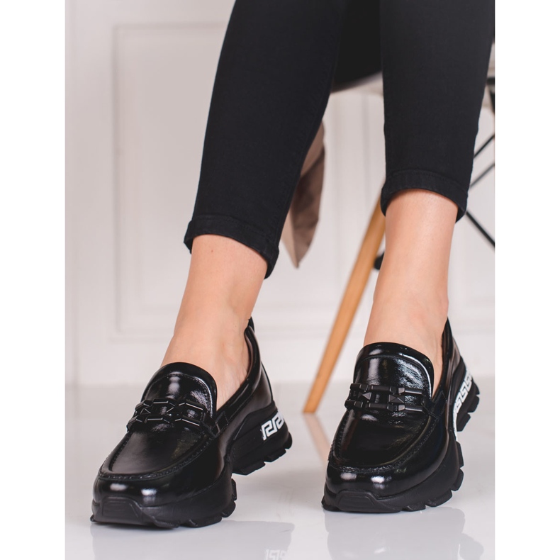 Chaussures noires pour femmes en cuir Shelovet 2