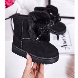 Bottes de neige pour enfants noires avec fourrure en daim Amelia 2