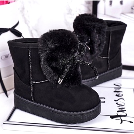 Bottes de neige pour enfants noires avec fourrure en daim Amelia le noir 3