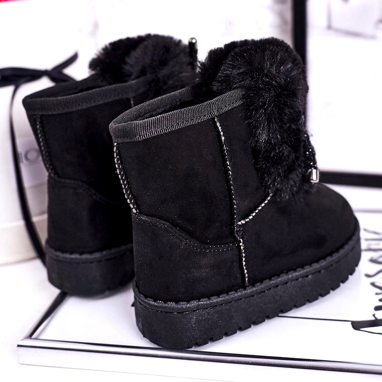 Bottes de neige pour enfants noires avec fourrure en daim Amelia le noir 4