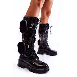 Joia Bottes Trappeurs Femme avec Sacs à Main Noir Imprimé Animal Militaire 1