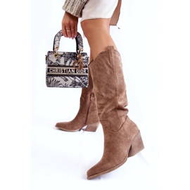 FB2 Santiags Femme en Daim Marron Alaina beige 3