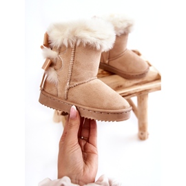 Bottes de neige isolées des filles avec des arcs de mendiants légers beige 4 Bottes de neige isolées des filles avec des arcs de mendiants légers beige 4