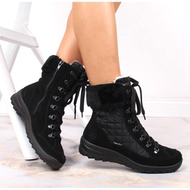 Bottes de neige imperméables en cuir pour femmes Rieker L7141-00 le noir 1