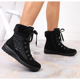 Bottes de neige imperméables en cuir pour femmes Rieker L7141-00 le noir 2