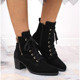 Bottes en cuir suédé noir Rieker Y2022-00 sur le poteau le noir 3