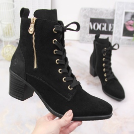 Bottes en cuir suédé noir Rieker Y2022-00 sur le poteau le noir 4