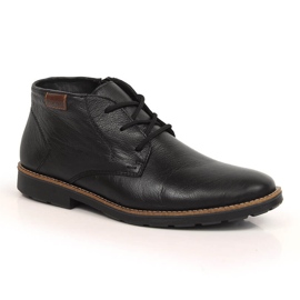 Chaussures en cuir pour hommes isolées avec de la laine de mouton, noir Rieker 15311-00 1