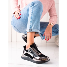 W. Potocki Baskets noires et argentées en cuir Potocki doré 1