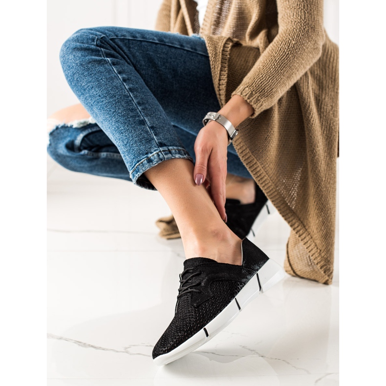 Evento Chaussures en cuir noir avec laçage 1
