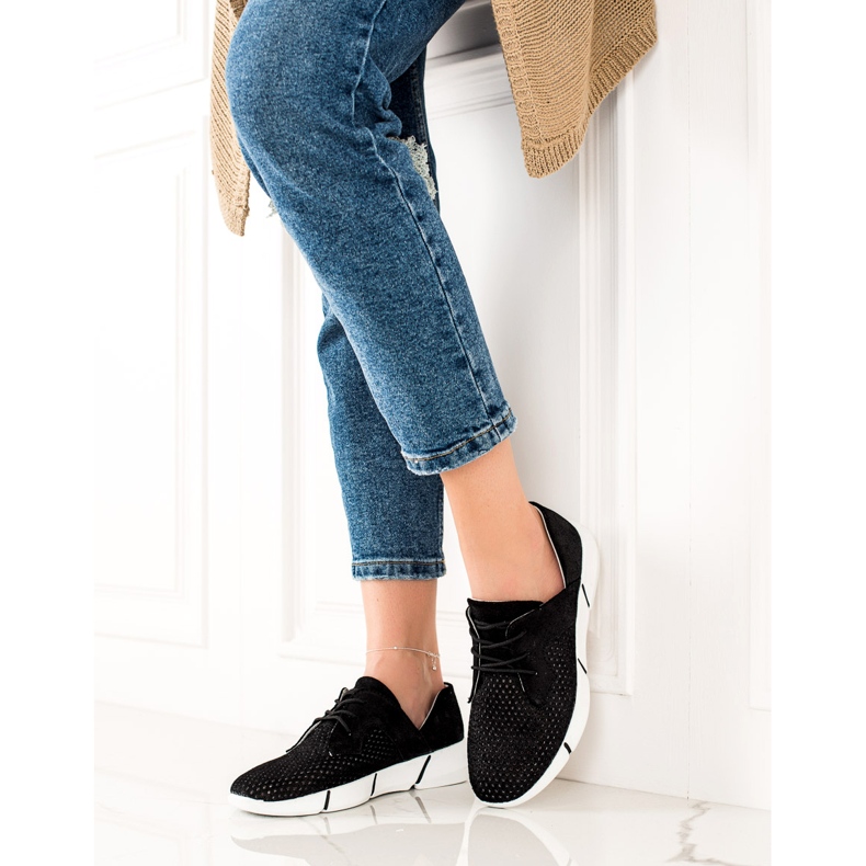 Evento Chaussures en cuir noir avec laçage le noir 2