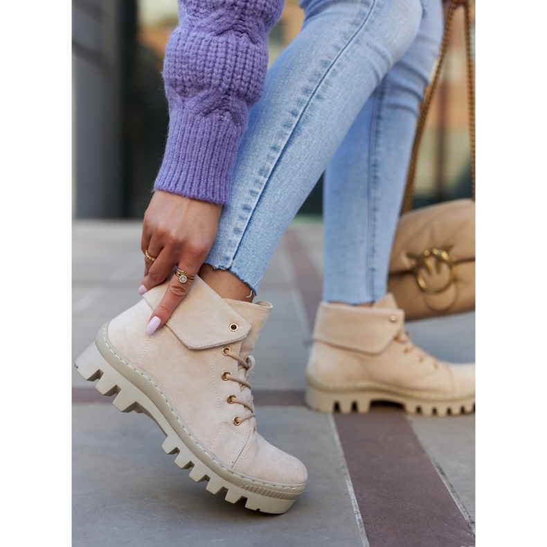 S.Barski Bottines trappeur en daim, beige clair 3