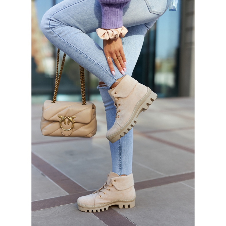 S.Barski Bottines trappeur en daim, beige clair 2