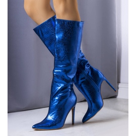 BM Boots métallisées bleues à talon aiguille Dinami 1