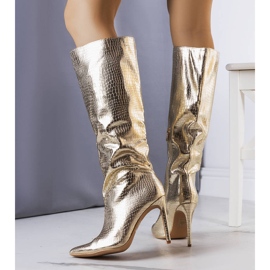 BM Bottes dorées à talons hauts avec Dinami d'or 1