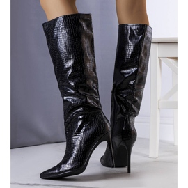 PA1 Bottes noires sur un talon haut Dinami le noir 1 PA1 Bottes noires sur un talon haut Dinami le noir 1