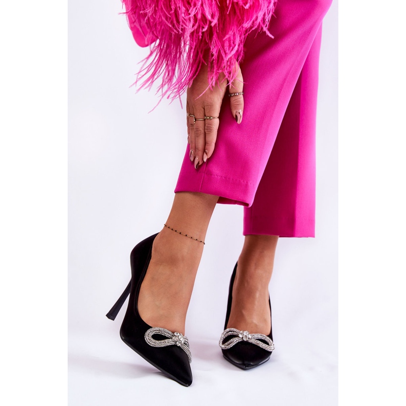 PS1 Elégants talons noirs Alyssa avec un nœud 2