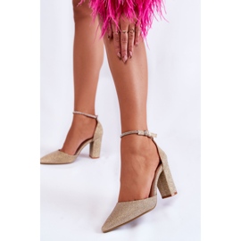 PS1 Escarpins brillants sur talons hauts avec strass dorés Castor 2