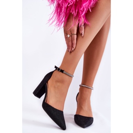 PS1 Escarpins Brillants Sur Talons Hauts Avec Strass Noir Castor 1