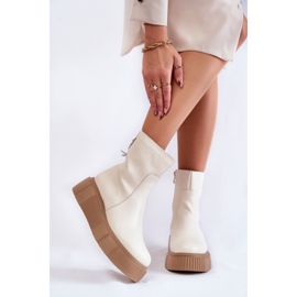 PL5 Bottes en cuir pour femmes sur la plate-forme Jenefer beige clair 1