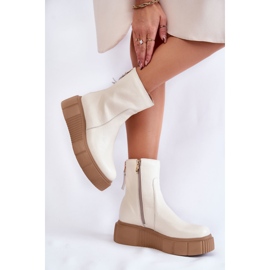 PL5 Bottes en cuir pour femmes sur la plate-forme Jenefer beige clair 2