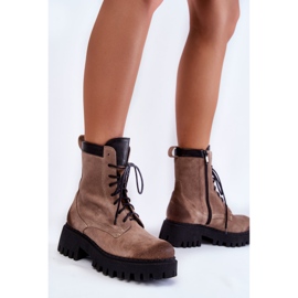 PL5 Bottes Chaudes Classiques en Daim Marron Caima beige 5
