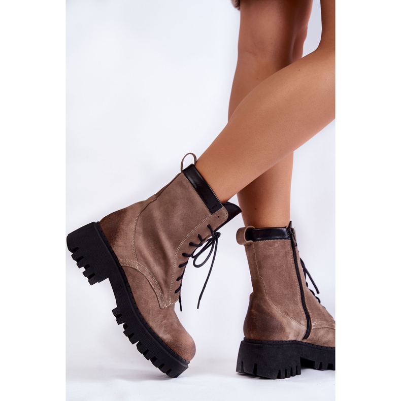 PL5 Bottes Chaudes Classiques en Daim Marron Caima beige 2