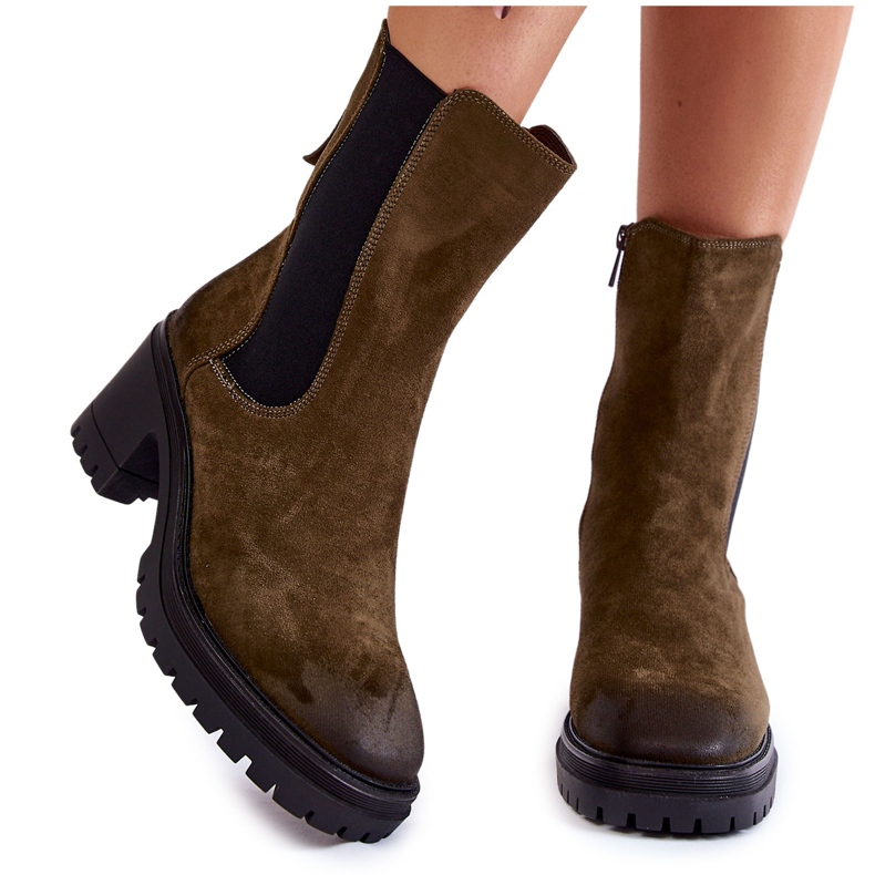 Vinceza Bottines Femme Daim Kaki Liris vert 1