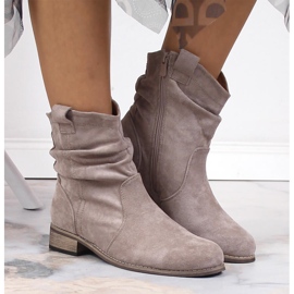 Santiags femme suède, chaudes, beige Jezzi 2