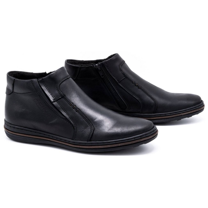 Polbut Bottes d'hiver en cuir pour hommes 381F noir le noir 2