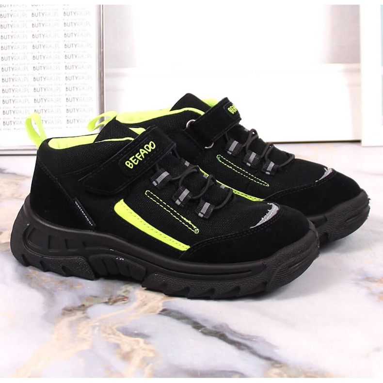 Chaussures de trekking hautes imperméables pour enfants noires Befado 515X004 2