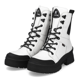 Bottes en cuir imperméables blanches pour femmes Rieker Revolution W0374-80 le noir 8