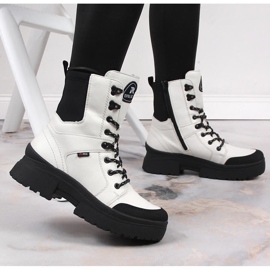 Bottes en cuir imperméables blanches pour femmes Rieker Revolution W0374-80 le noir 2